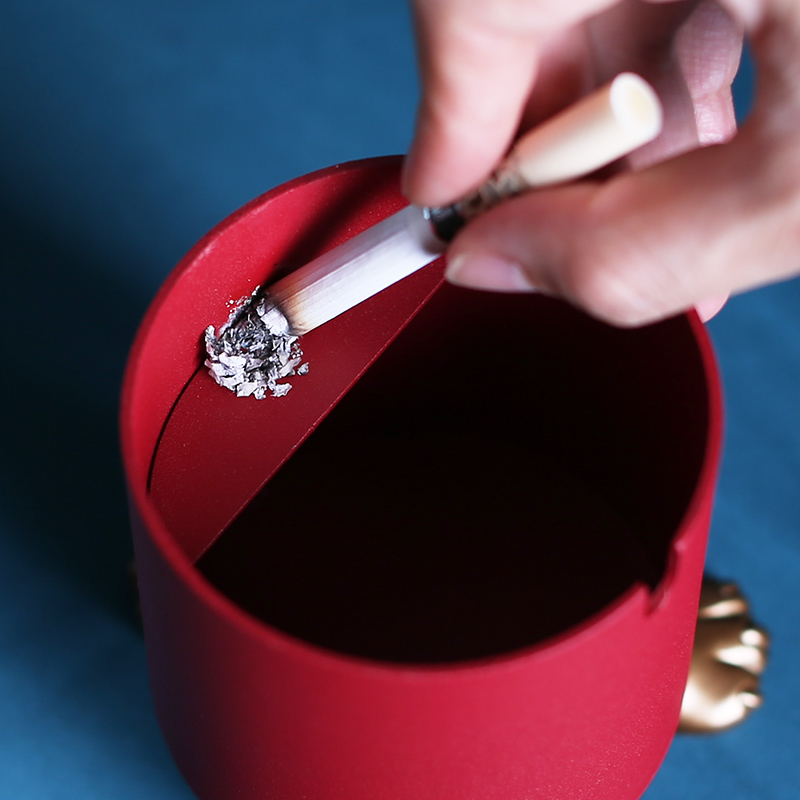 Abstract Cat Foot Cylindrical Metal Ashtray