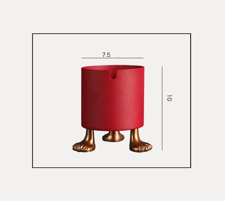 Abstract Cat Foot Cylindrical Metal Ashtray