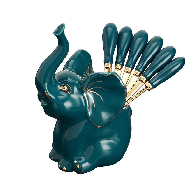 Classic Stainless Steel Fruit Fork Elephant Storage Holder