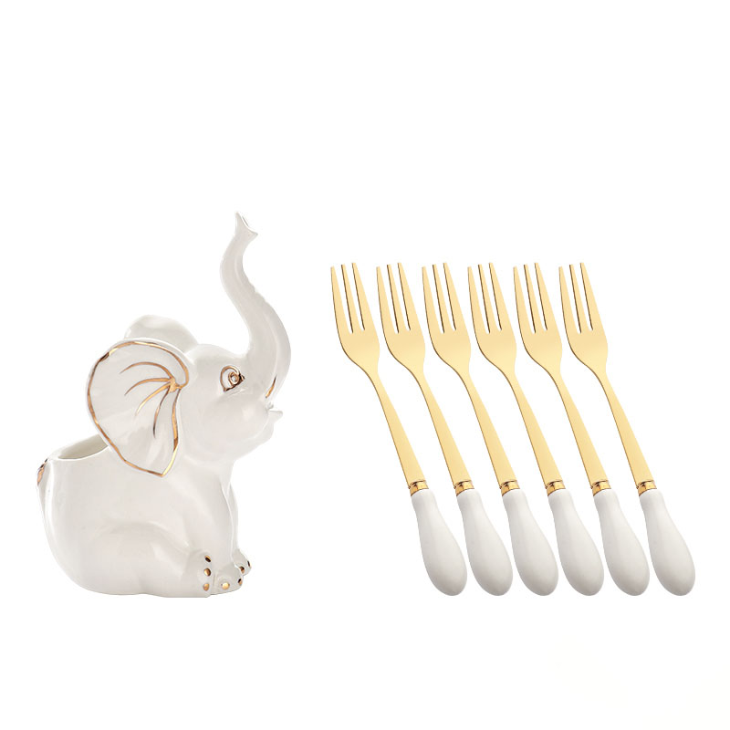 Classic Stainless Steel Fruit Fork Elephant Storage Holder