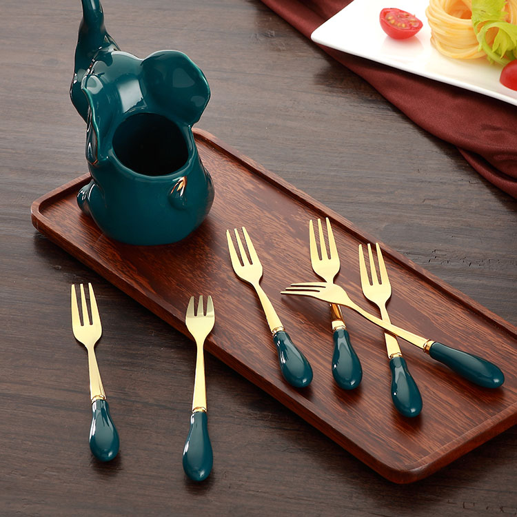 Classic Stainless Steel Fruit Fork Elephant Storage Holder