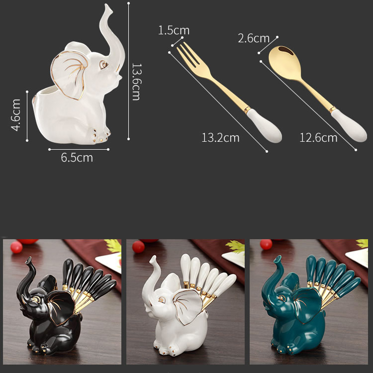 Classic Stainless Steel Fruit Fork Elephant Storage Holder