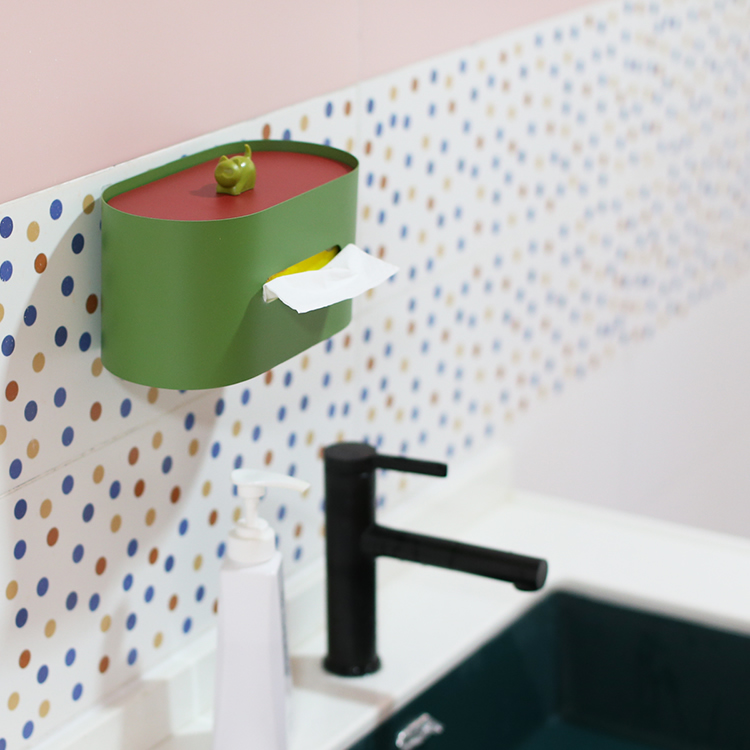 Creative Wall-mounted Cat Oval Metal Tissue Box