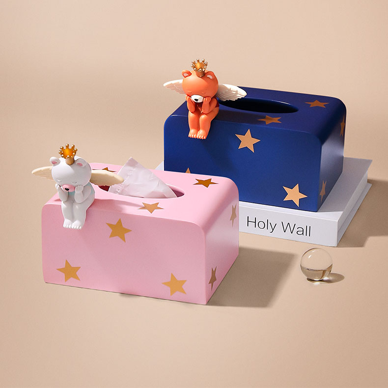 Cute Thinking Little Angel Cartoon Bear Tissue Box