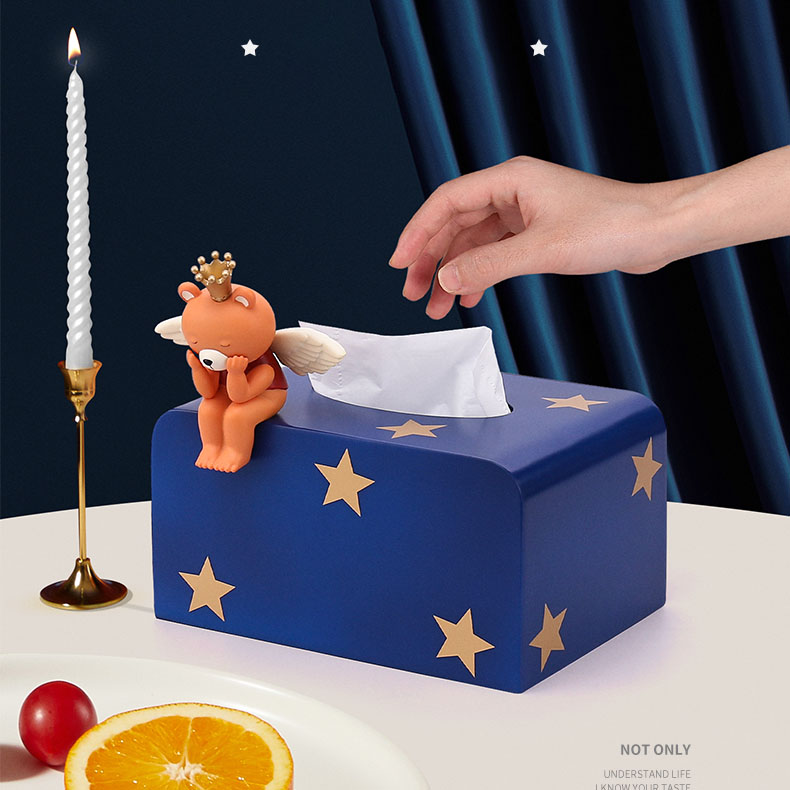 Cute Thinking Little Angel Cartoon Bear Tissue Box