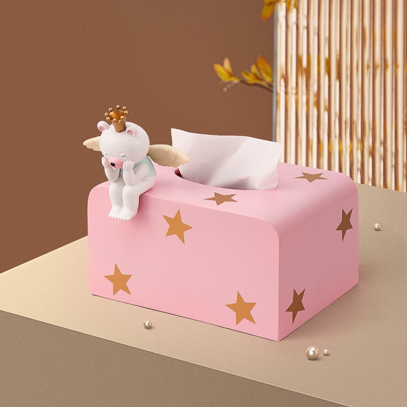 Cute Thinking Little Angel Cartoon Bear Tissue Box