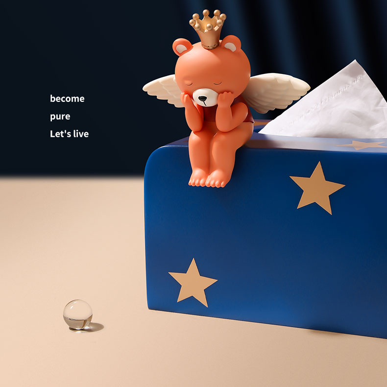 Cute Thinking Little Angel Cartoon Bear Tissue Box