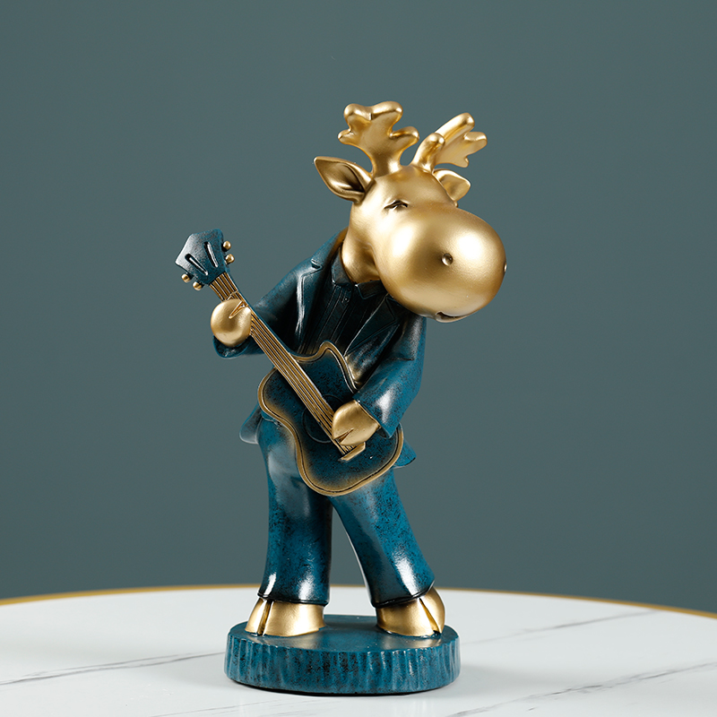 Fun Mr. Deer Guitar Musician Living Room Decoration Sculpture