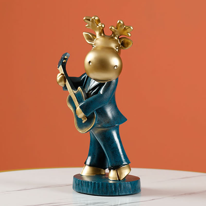 Fun Mr. Deer Guitar Musician Living Room Decoration Sculpture