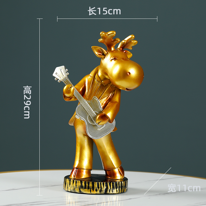 Fun Mr. Deer Guitar Musician Living Room Decoration Sculpture