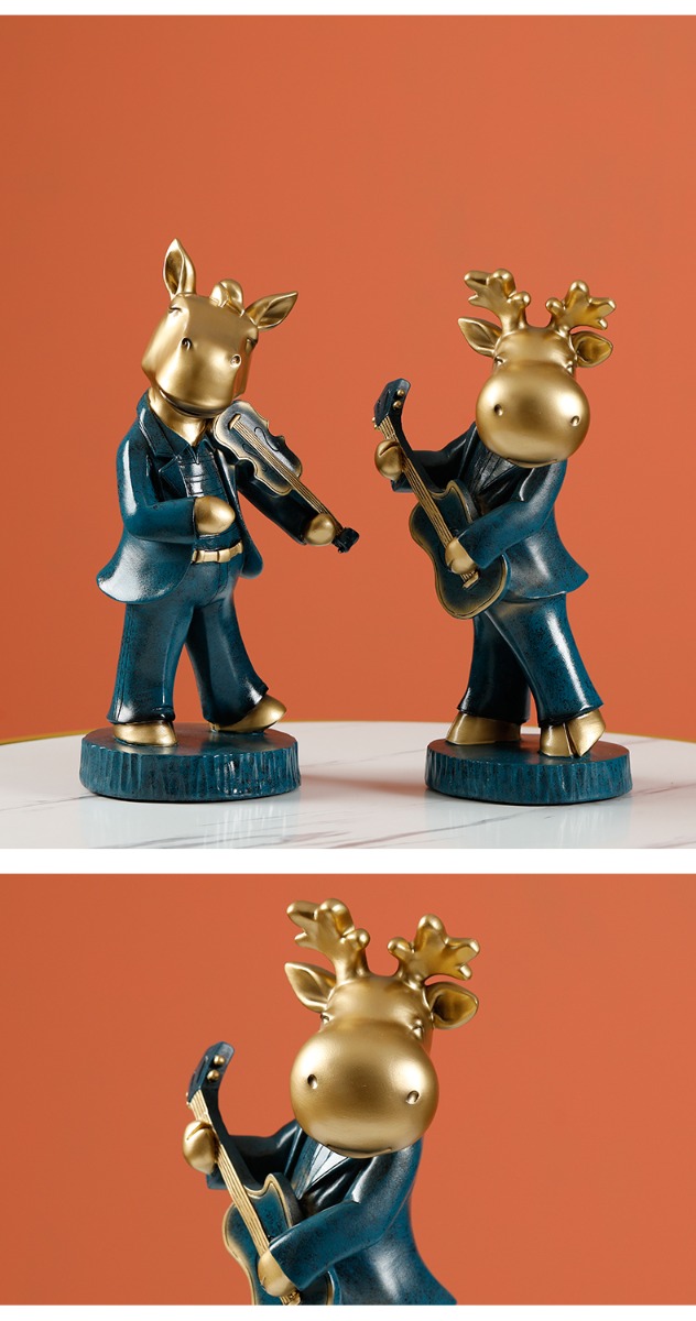 Fun Mr. Deer Guitar Musician Living Room Decoration Sculpture