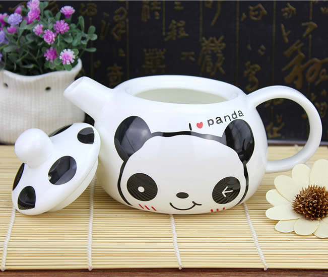 Abstract Cartoon Panda Teapot Coffee Cup