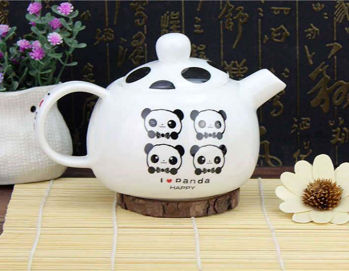 Abstract Cartoon Panda Teapot Coffee Cup