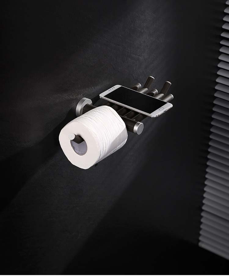 Bathroom Wooden Wall Hanging Storage Phone Holder Roll Paper Holder