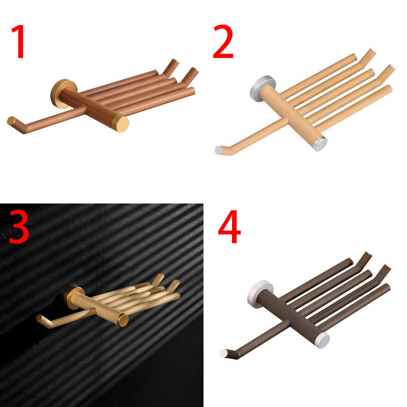 Bathroom Wooden Wall Hanging Storage Phone Holder Roll Paper Holder