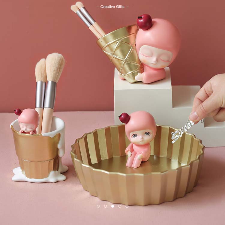 Beautiful Pink Little Girl Desktop Organize Storage Box Pen Holder