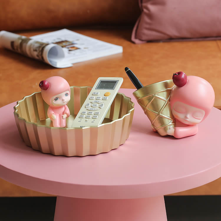 Beautiful Pink Little Girl Desktop Organize Storage Box Pen Holder