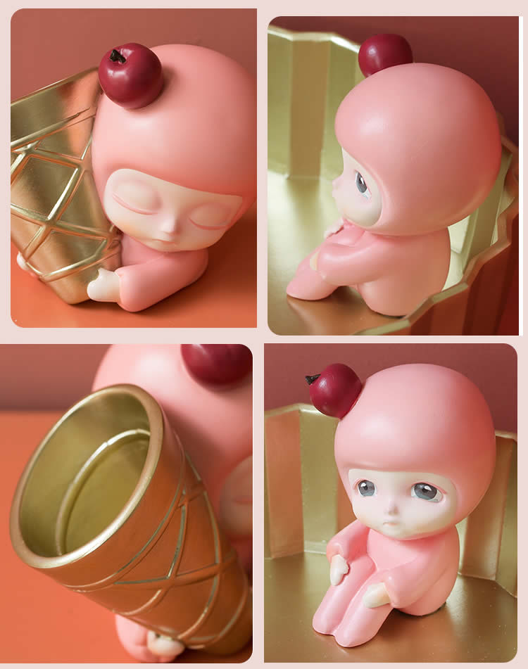 Beautiful Pink Little Girl Desktop Organize Storage Box Pen Holder