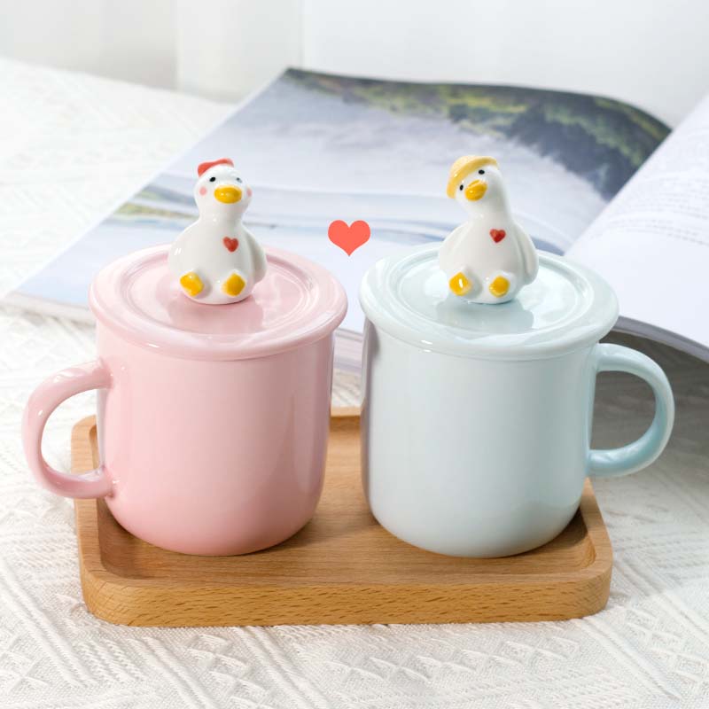 Cartoon 3D Stereo Couple Duck Ceramic Coffee Cup
