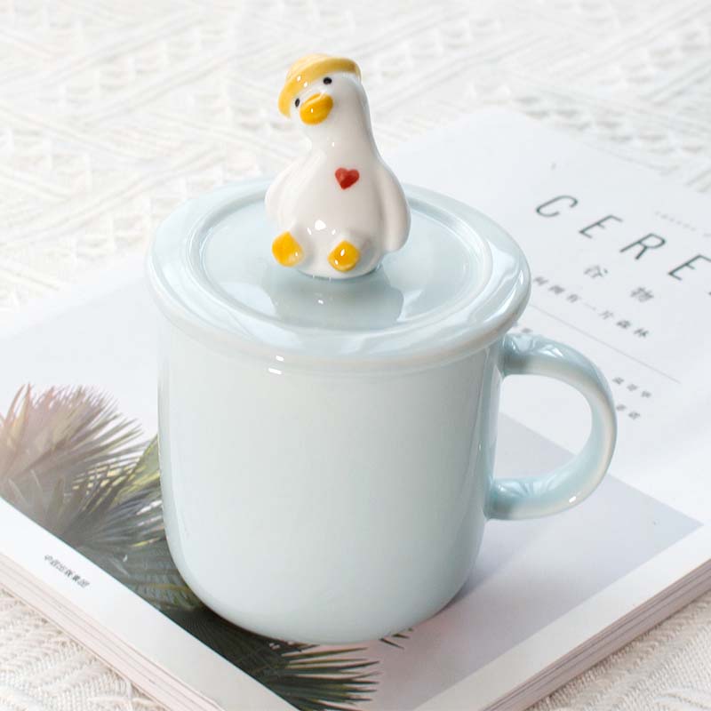 Cartoon 3D Stereo Couple Duck Ceramic Coffee Cup