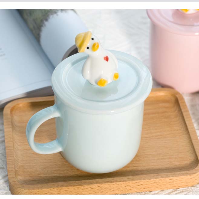 Cartoon 3D Stereo Couple Duck Ceramic Coffee Cup