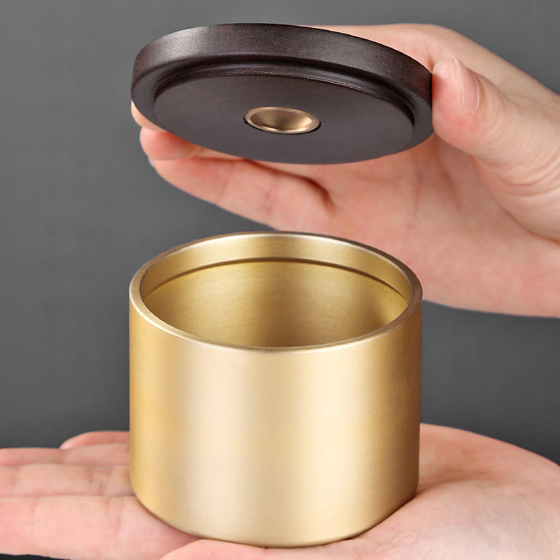 Classic Golden Brass Cylindrical Ashtray