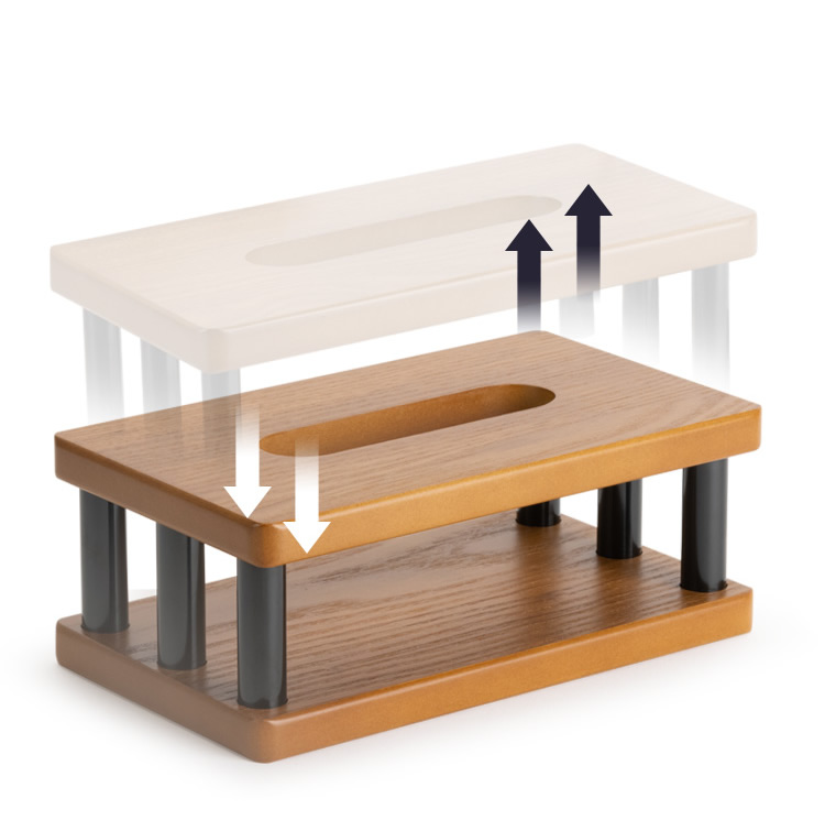 Classic Hollow Out Telescopic Wood Tissue Box Desktop Organizer