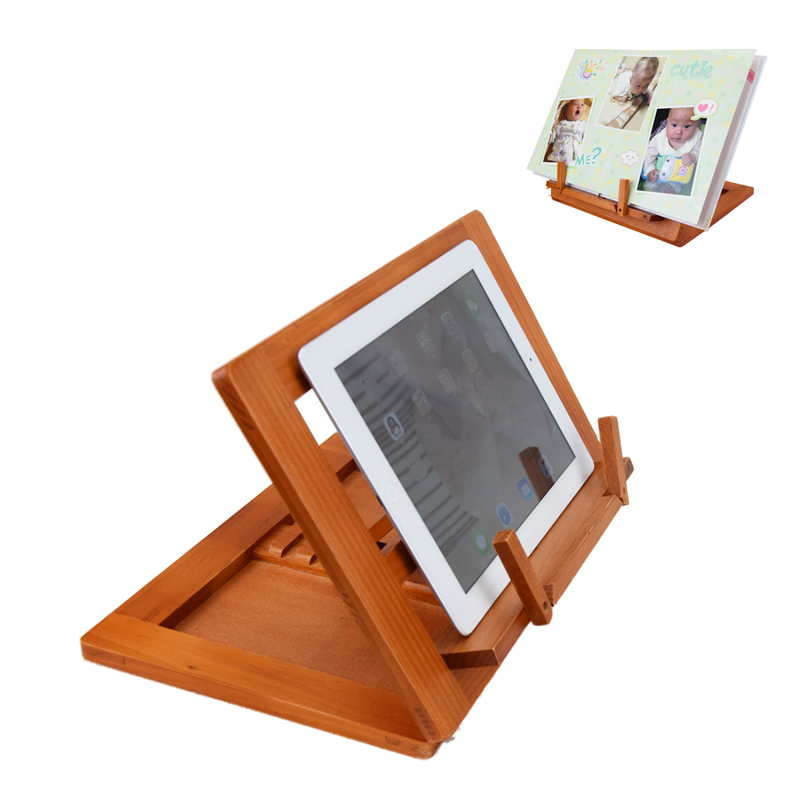 Convenient To Carry Wooden Ipad Holder Folding Tablet Stands Reading Frame