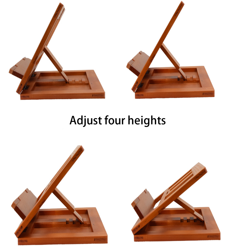 Convenient To Carry Wooden Ipad Holder Folding Tablet Stands Reading Frame