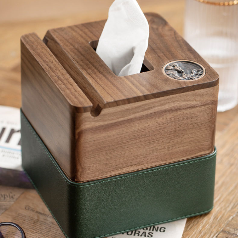 Classic Hollow Out Telescopic Wood Tissue Box Desktop Organizer