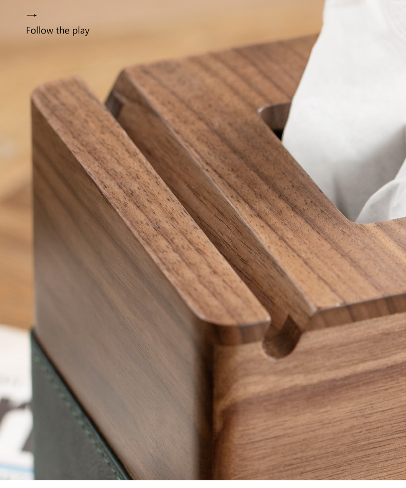 Classic Hollow Out Telescopic Wood Tissue Box Desktop Organizer