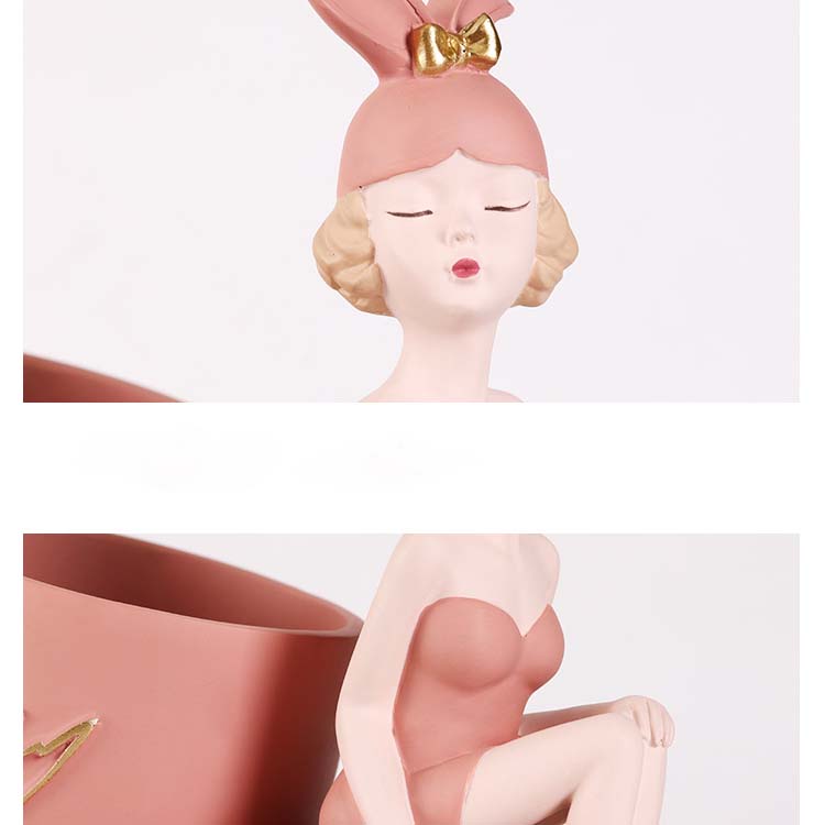 Cute Bunny Girl Desktop Organize Storage Wine Holder Ornaments