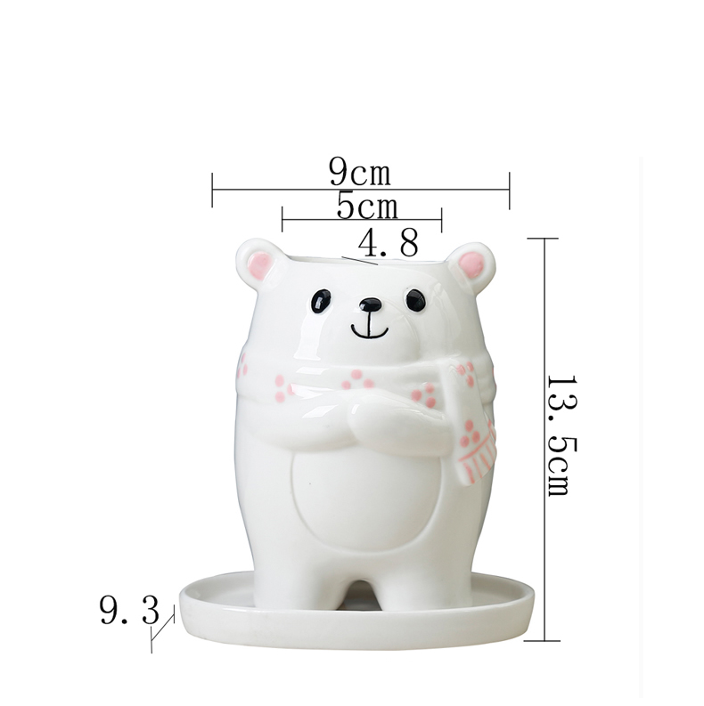Cute Cartoon Couple Bear Desktop Plant Small Flower Pot