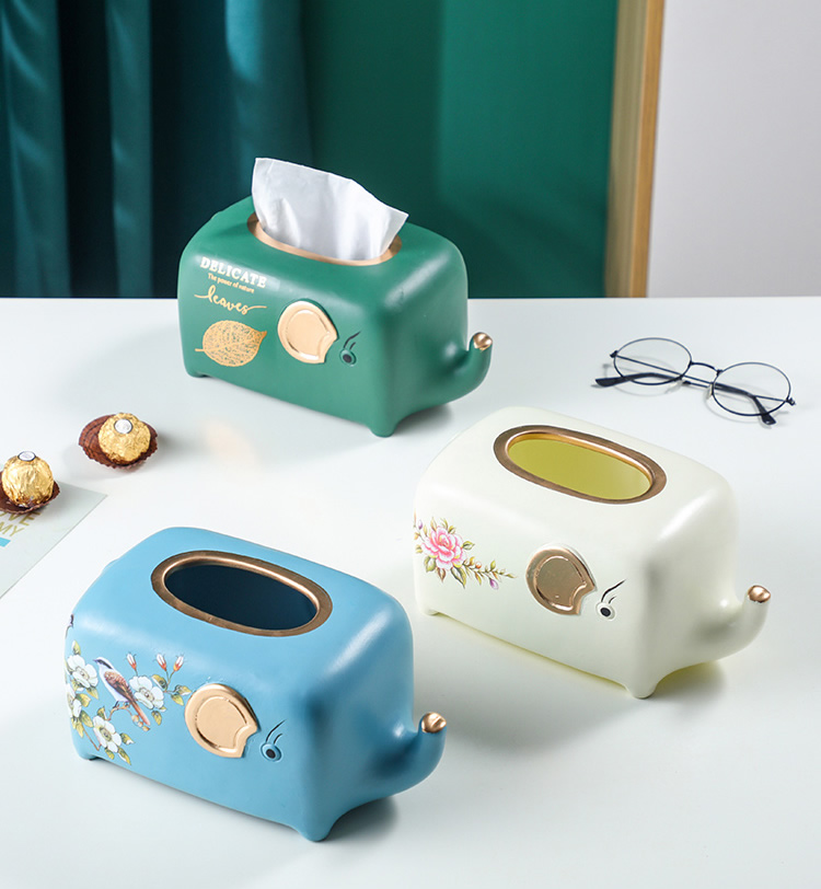 Cute Ceramic Elephant Tissue Box Living Room Decoration