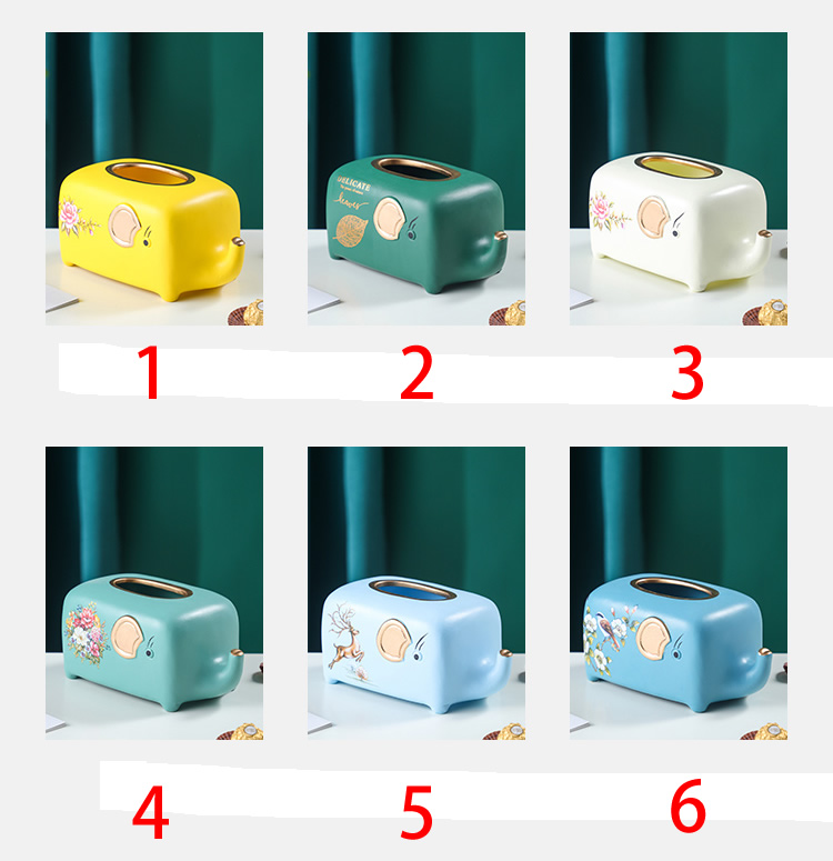 Cute Ceramic Elephant Tissue Box Living Room Decoration