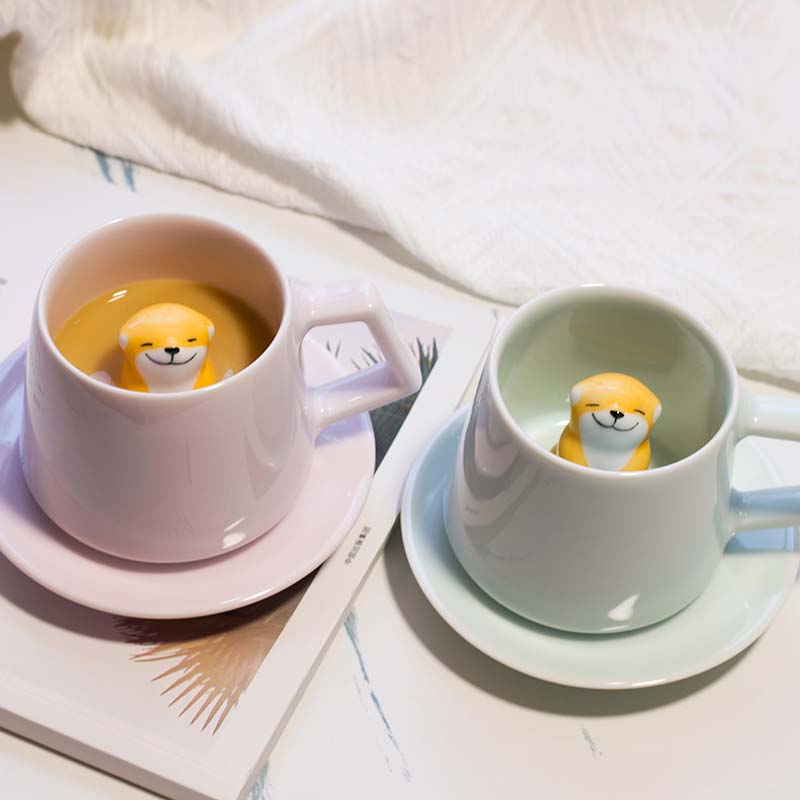 Cute Stereo Shiba Inu Dog Ceramic Coffee Cup