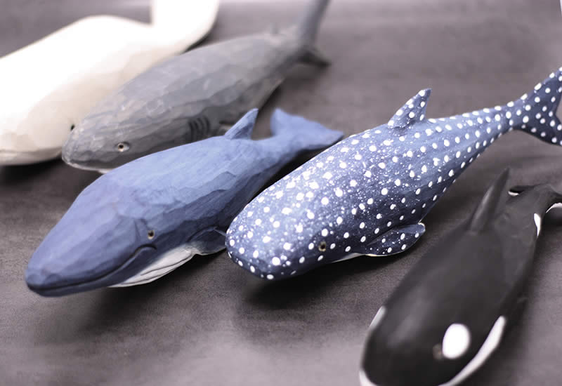 Handmade Wooden Whale Statue Model