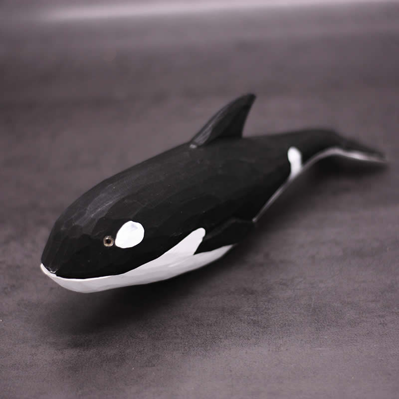 Handmade Wooden Whale Statue Model