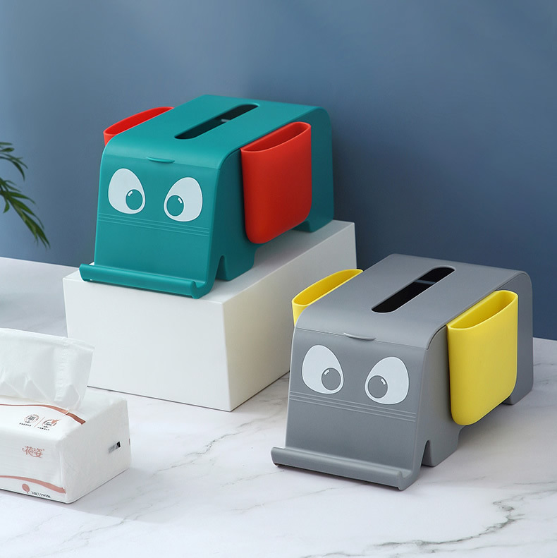 Multifunctional Cute Elephant Desktop Organizer Storage Tissue Box