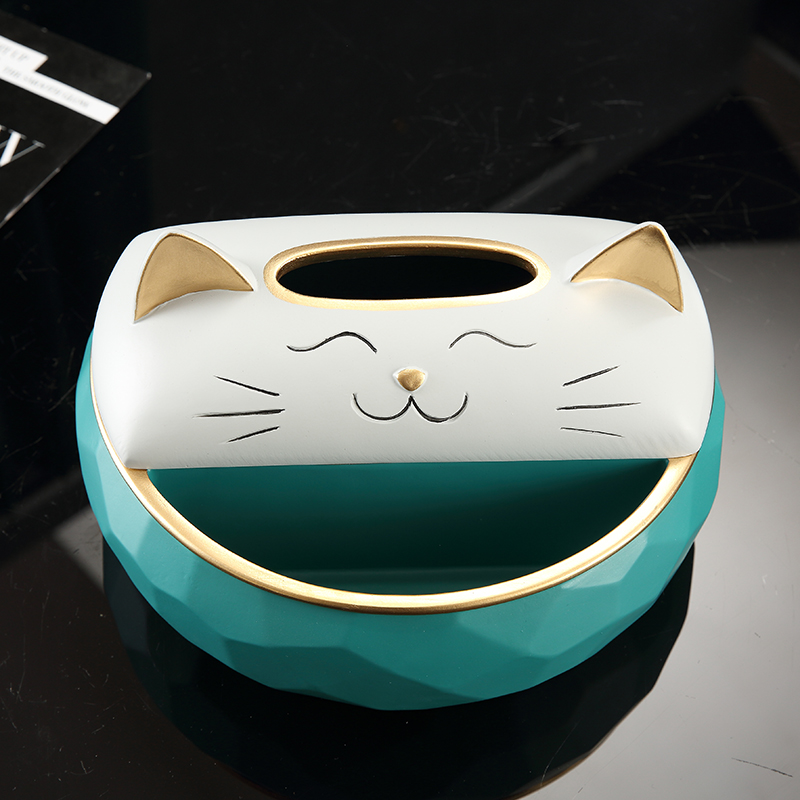 Multifunctional Happy Cat Living Room Desktop Organizing Storage Tissue Box