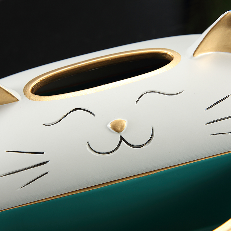 Multifunctional Happy Cat Living Room Desktop Organizing Storage Tissue Box