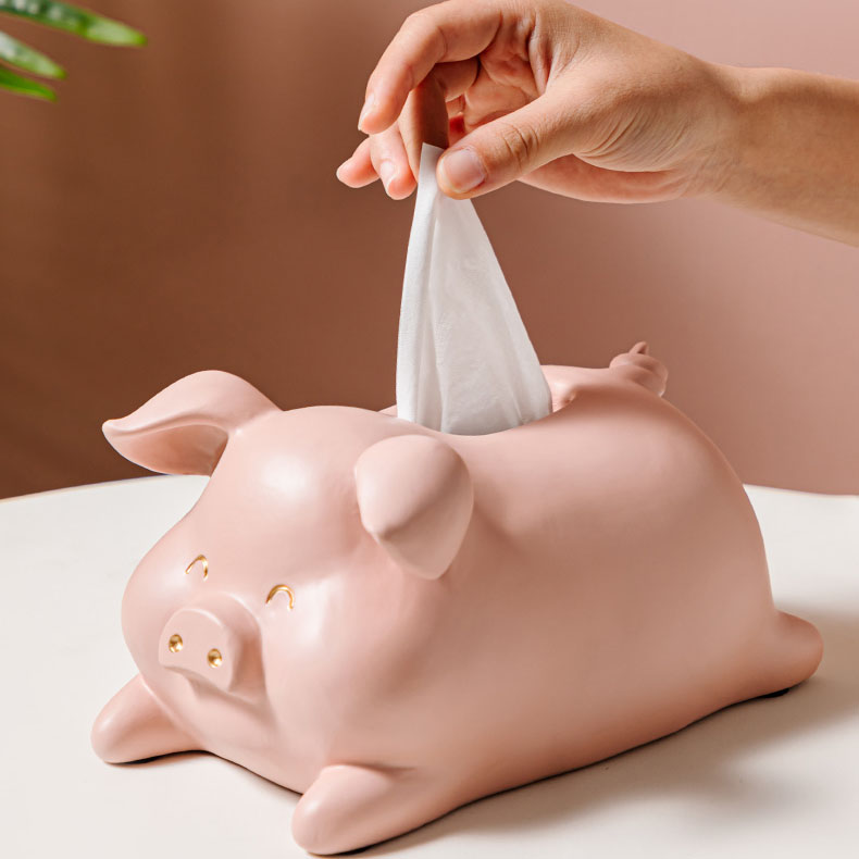 Pastoral Happy Piggy Desktop Decoration Tissue Box