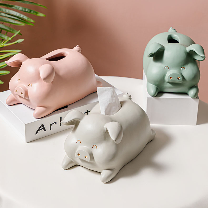 Pastoral Happy Piggy Desktop Decoration Tissue Box