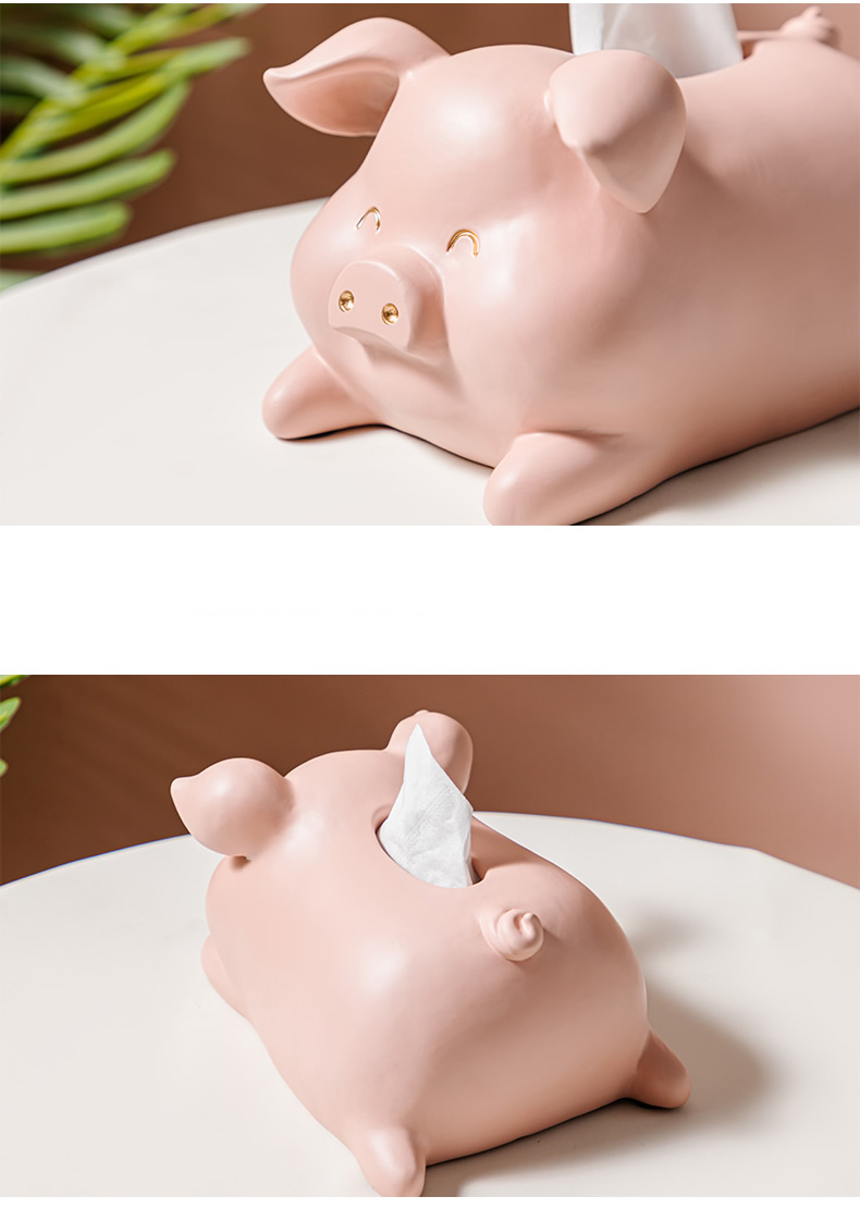 Pastoral Happy Piggy Desktop Decoration Tissue Box