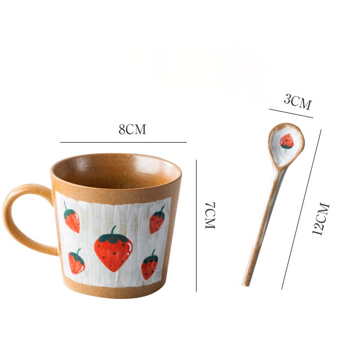 Pastoral Strawberry Cherry Fruit Ceramic Coffee Cup