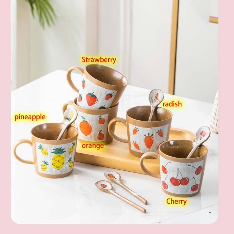 Pastoral Strawberry Cherry Fruit Ceramic Coffee Cup