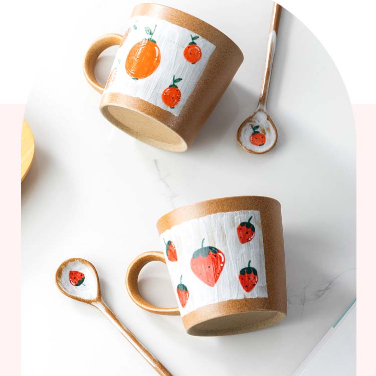 Pastoral Strawberry Cherry Fruit Ceramic Coffee Cup