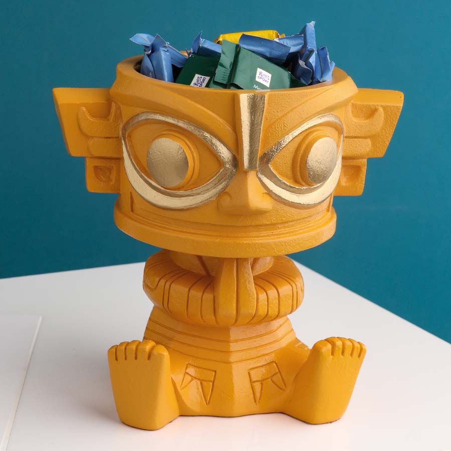 Retro Imitation Antique Abstract Mask Organize Storage Pen Holder