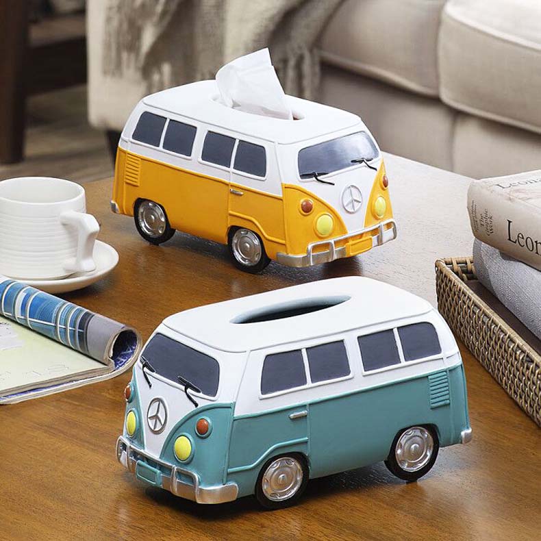 Cartoon Bus Car Desktop Decoration Tissue Box