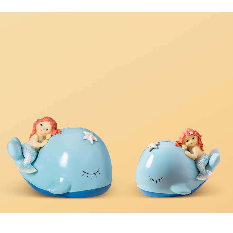 Cartoon Mermaid And Whale Ceramic Piggy Bank